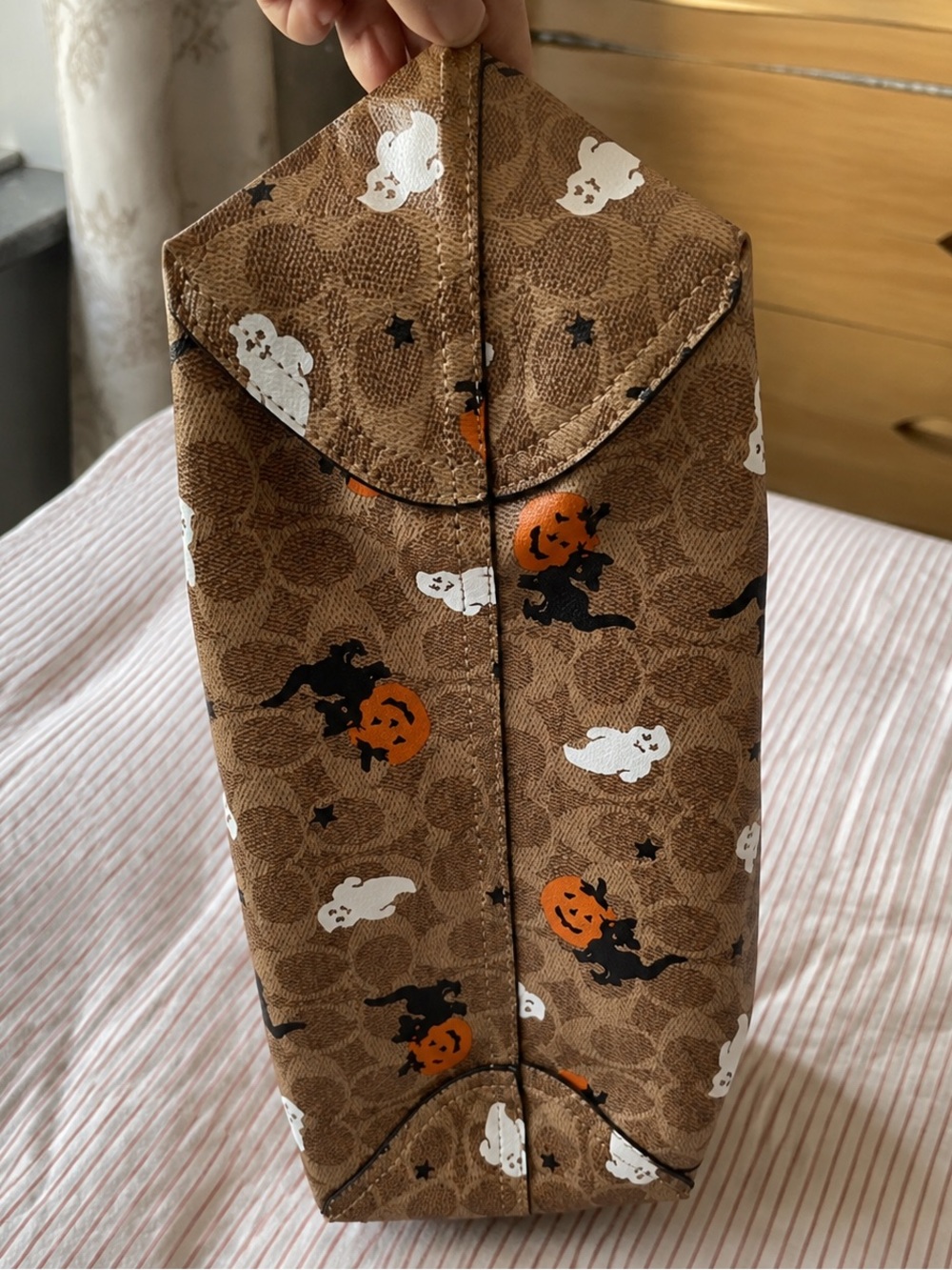 Coach Brown Signature Halloween Print Tote with Black Trim - Picture 4 of 4